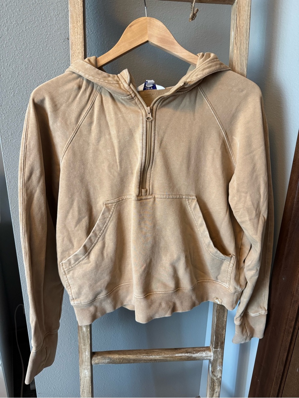 JoyLab Tan Half-Zip Hooded Sweatshirt